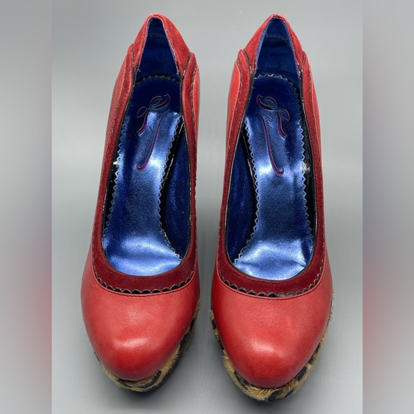 Poetic License Women’s Body Love Red Leopard Platform Wedge Heel Size 7 - Picture 5 of 10